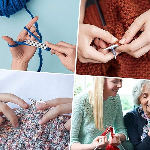 Miniatura 5 de Hysagtek Juego de 22 agujas de tejer, de acero inoxidable de 14 pulgadas, rectas, de una sola punta, kit de punto de metal en diferentes tamaños,