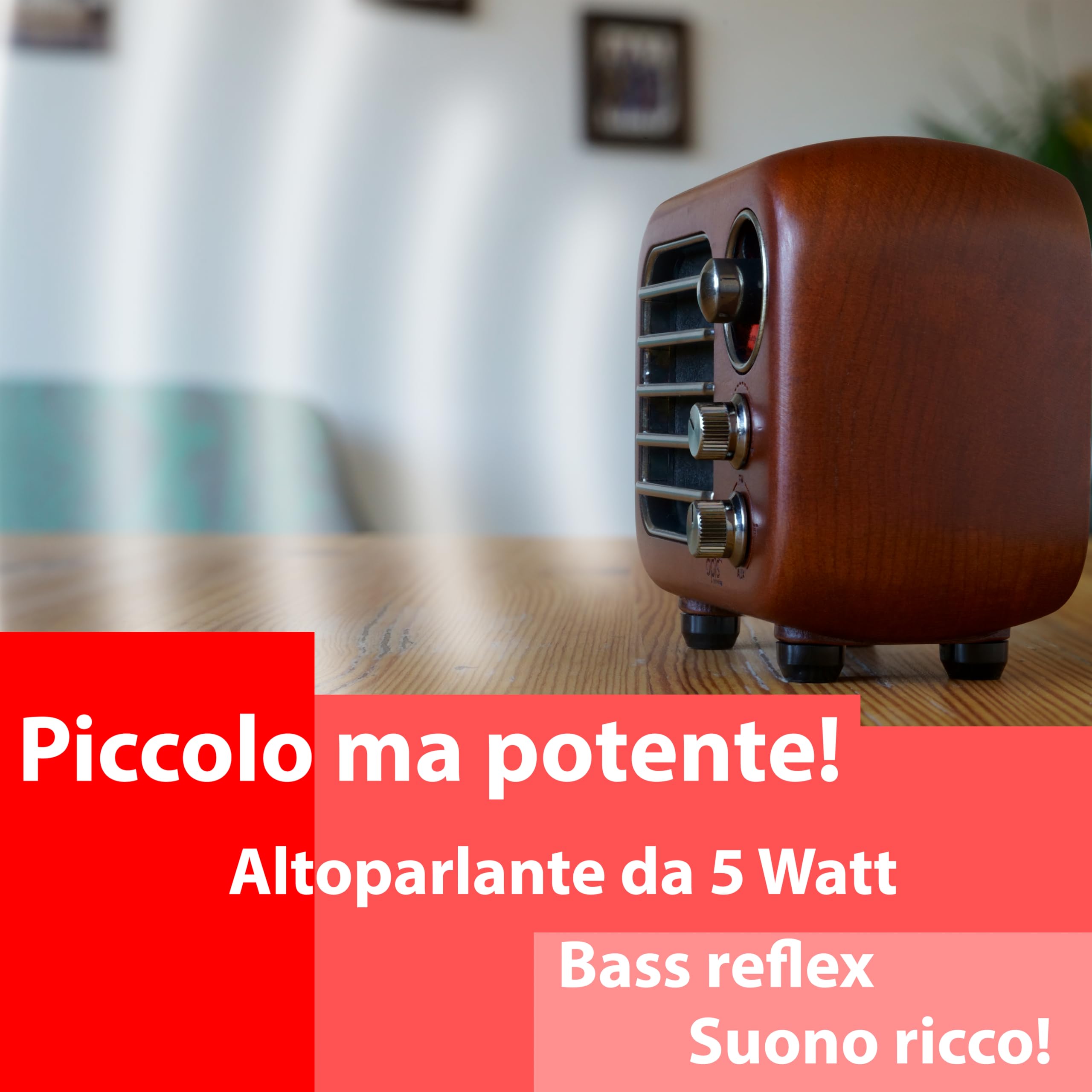 Opis Radio 3 - Altoparlante Bluetooth, design retrò, piccola radio con altoparlante Bluetooth