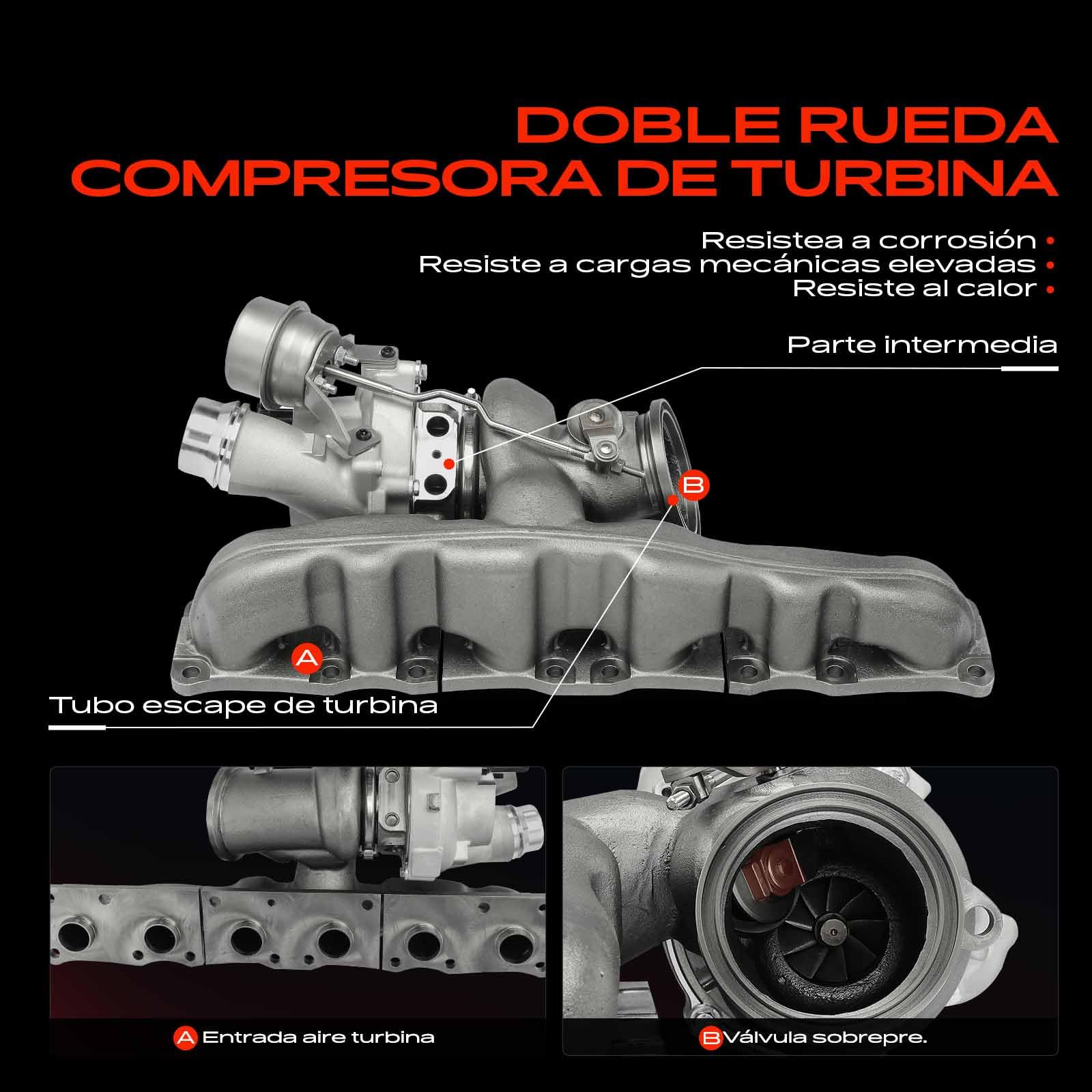 Frankberg Turbocompresor de escape de gases con juntas gasolina | Compatible con: X3 F25, X4 F26