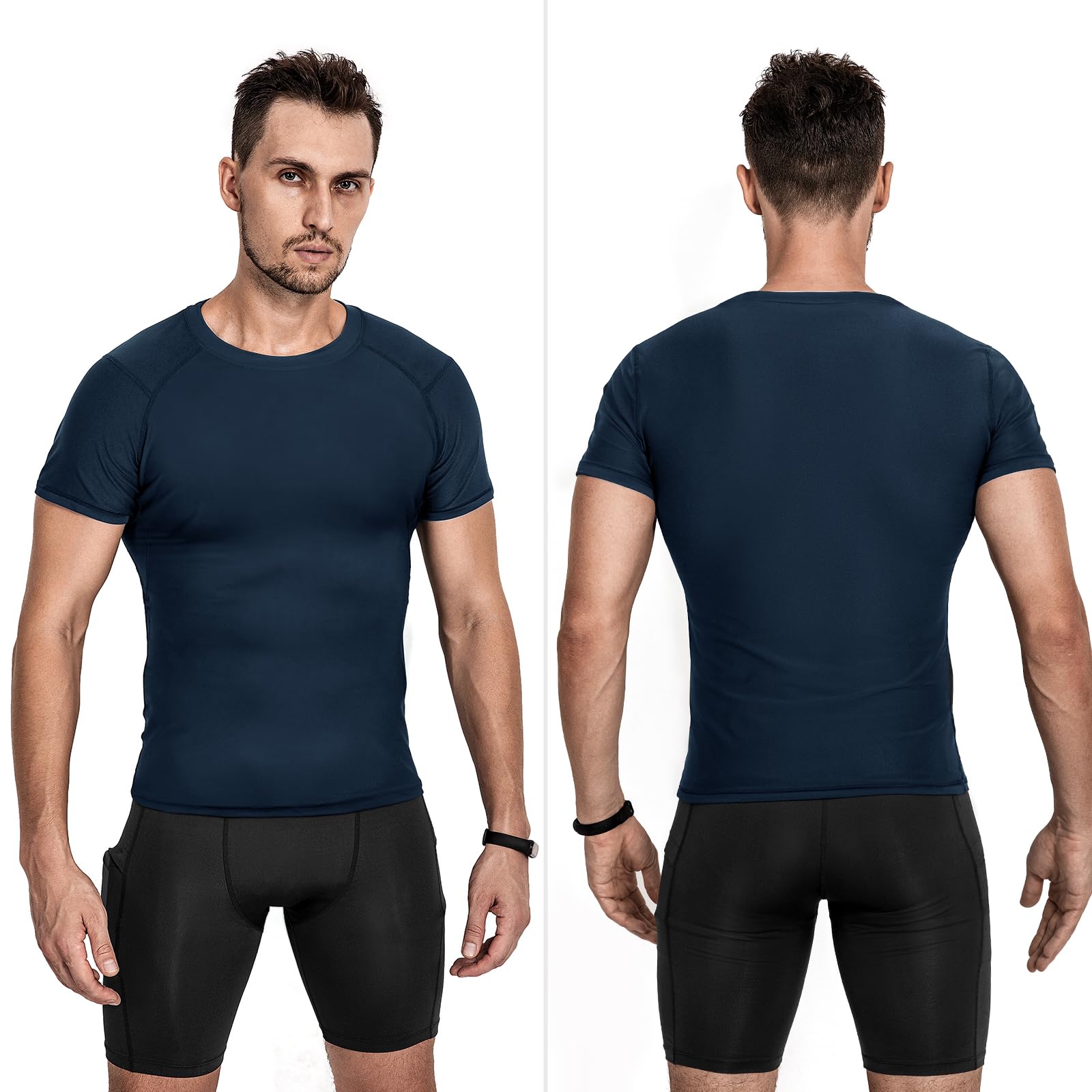 Niksa 2 Piezas Camisetas de Fitness Compresión Ropa Deportiva Manga Larga Hombre para Correr, Ejercicio,Gimnasio