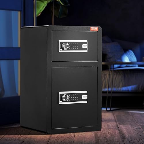 Miniatura 8 de VEVOR Caja de seguridad de 4.5 pies cúbicos con cerradura de llave y contraseña, caja de seguridad con bolsa ignífuga, estante para llaves, luz LED