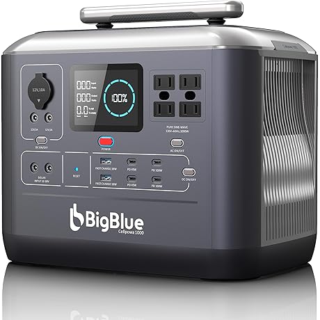 [2000W Output] BigBlue Portable Power Station, Recharge 0-80% in 1.5Hrs, 1075.2Wh LifePo4...