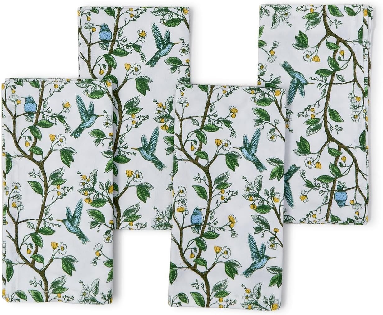Two's Company Hummingbird Cloth Napkins, 20-Inch, Cotton, Set of 4