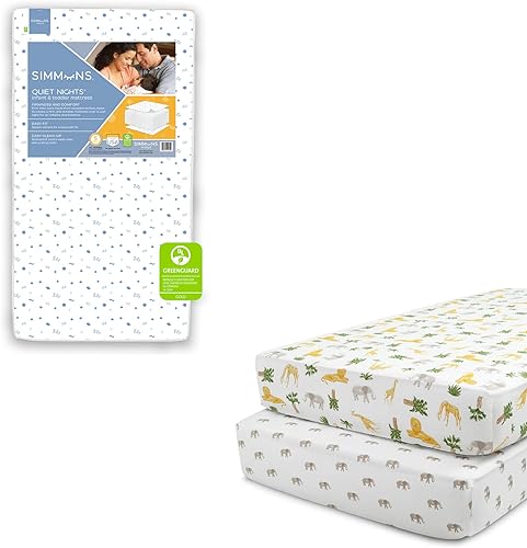 Delta Children Simmons - Sábanas bajeras de doble cara para cuna y niños pequeños (2 unidades), diseño de amigos de safari (paquete de 2)