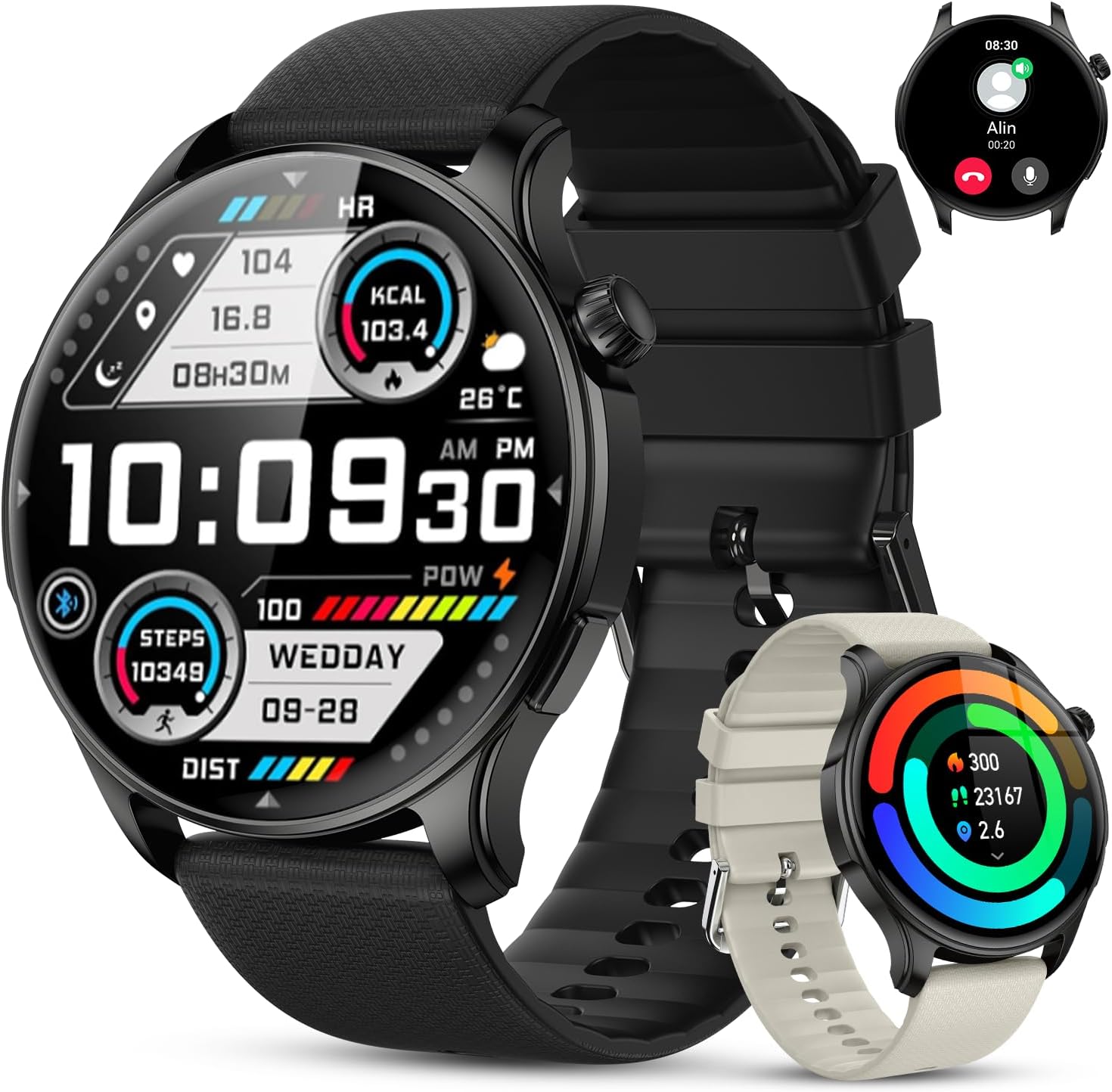 Smart Watch for Men Women Fitness: Waterproof Running Digital Mens Watches Step Pedometer Tracker Make Answer Call SpO2 Sleep Heart Rate Monitor Smartwatch Android Phone iPhone Samsung Compatible