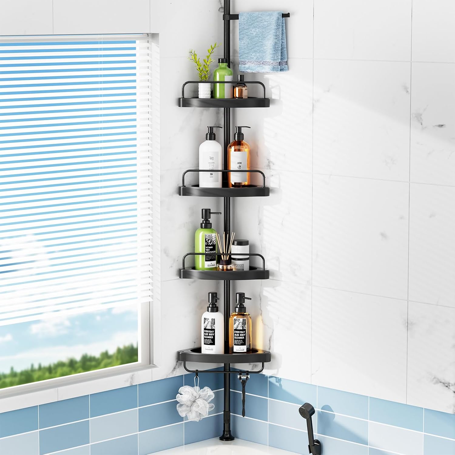 Roleader Corner Shower Caddy Tension Pole Rust Proof 4Tier