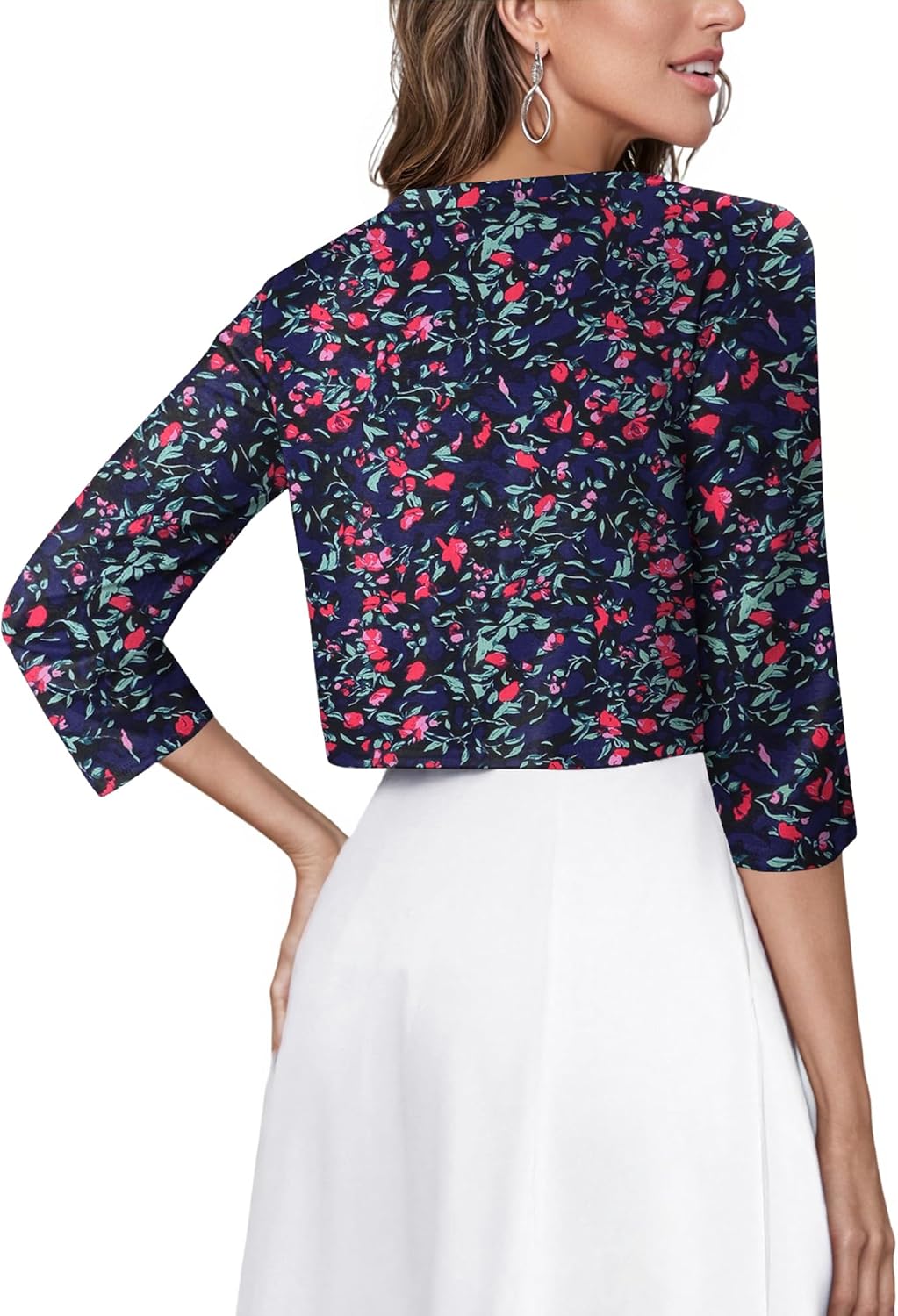 CRAZY GRID Women's Summer Lightweight Cardigan 3/4 Sleeve Shrugs Knit Bolero Open Front Cropped Cardigan for Women S-XXL - Image 5