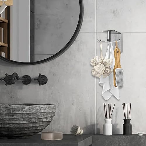 Miniatura 5 de Funnacle 2 ganchos giratorios de pared para utensilios de cocina, soporte de pared de acero inoxidable 304 resistente adhesivo para colgar