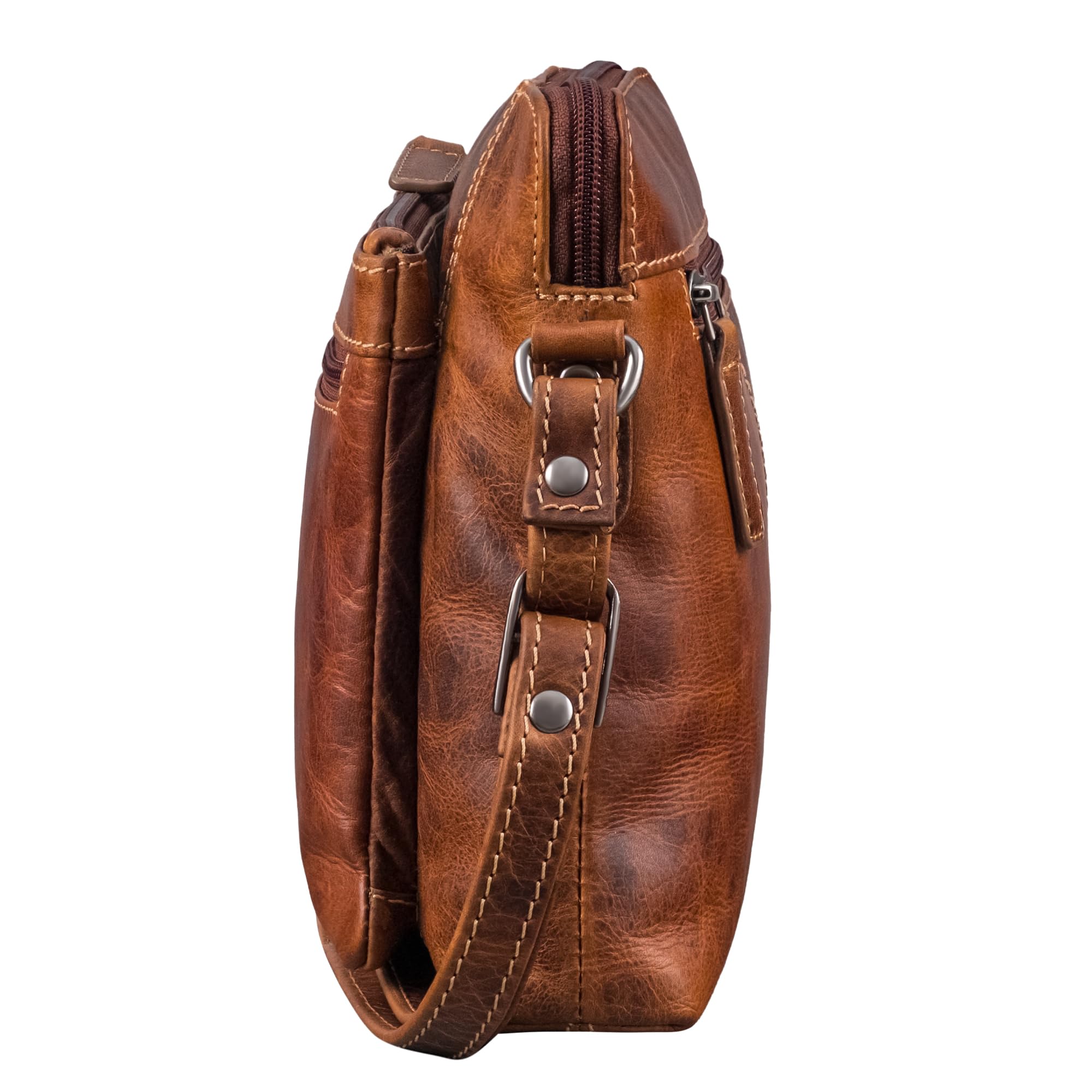 STILORD "Verdelio Moderno Bolso de Hombro de Cuero de las Señoras Pequeñas - Ideal como Bolsa Messenger de las Señoras - Bolso de las Mujeres la Tableta 10 Pulgadas Color:salerno - marrón