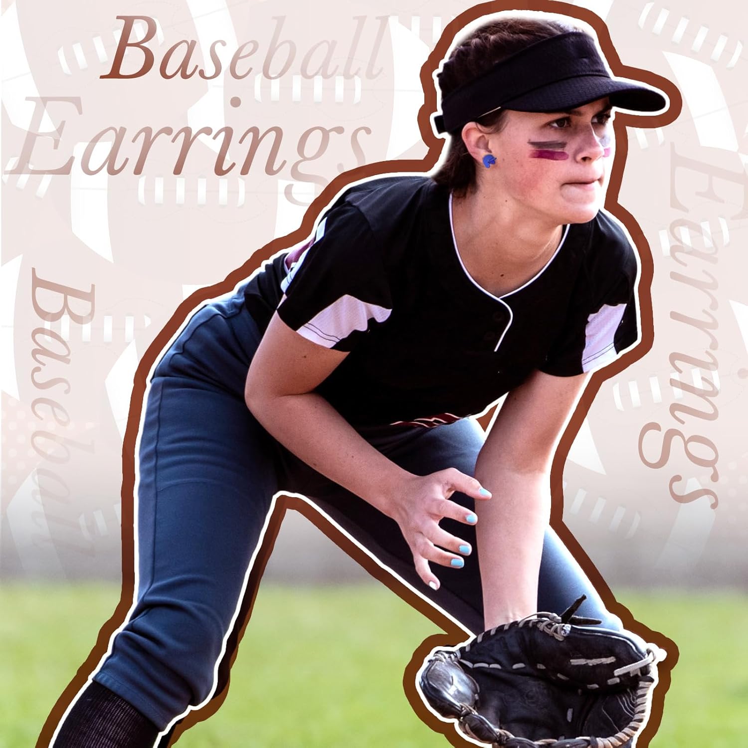 Landical 24 Pairs Baseball Earrings for Women Baseball Drop Dangle Earrings Sports Earrings Wooden Stud Jewelry Gifts for Women Party - Image 3