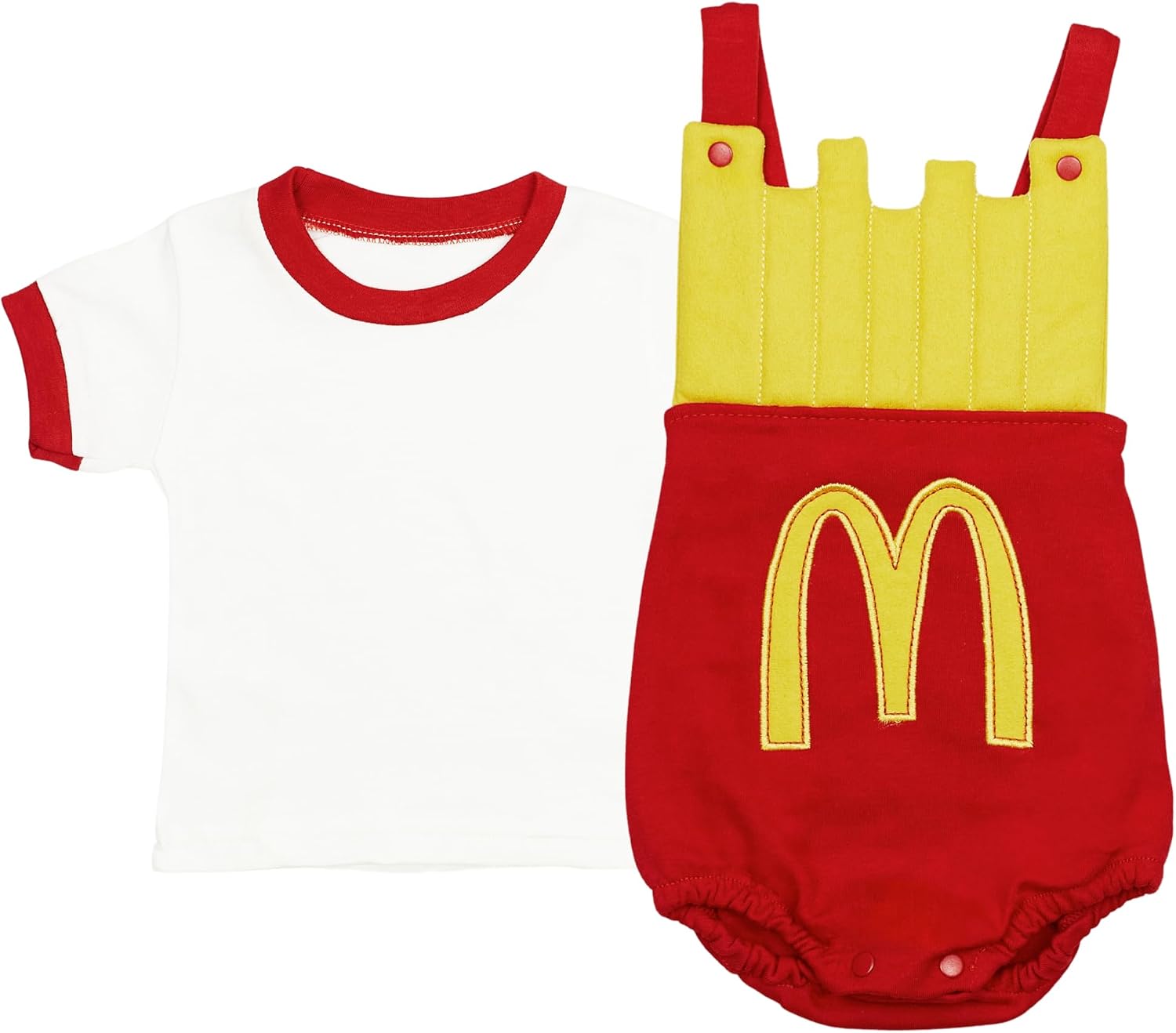 Cotton Baby Overall, Salopette With Tshirt Mc Donald's Costume For Newborns & Infants 2 Pack Cotton Baby Romper For Unisex