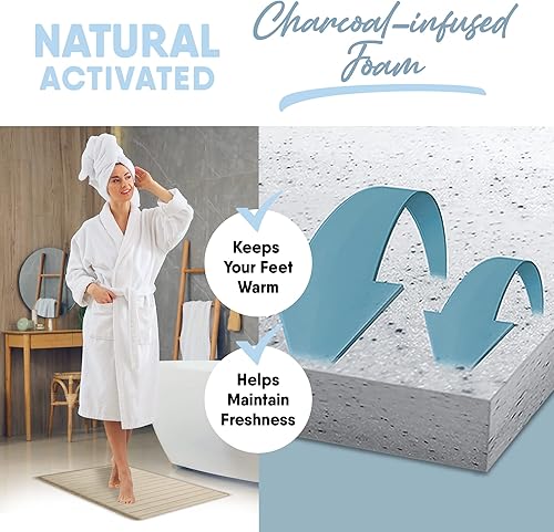 Miniatura 2 de MICRODRY - SoftLux - Tapetes de baño de espuma viscoelástica con infusión de carbón para baño, tapete de baño absorbente, alfombras de baño con base