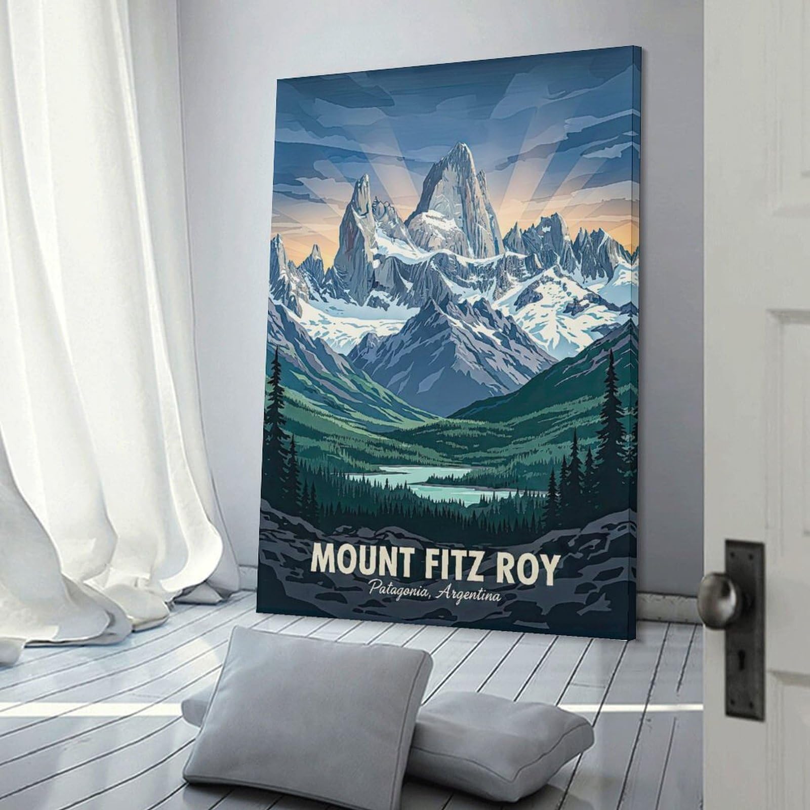 Junmoney Wall Picture Print Mount Fitz Roy Patagonia Argentina, 24x36inch(60x90cm), for Workspace Walls, Study Corners Or Bedrooms, A Smart Decor Choice for Study Walls