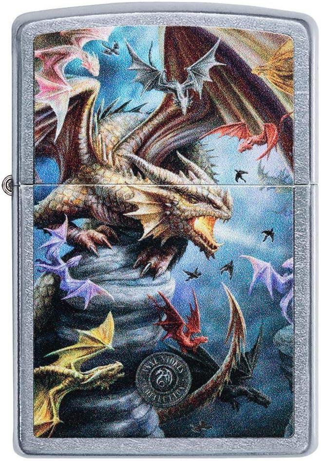 Zippo Anne Stokes Colorful Dragons Street Chrome Pocket Lighter