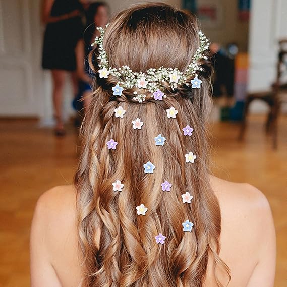 YISSION 40Pcs Mini Colorful Flower Hair Clips for Girls Women Cute Hair Pins Small Hair Clips Lily Flower Clips for Hair Wedding Hair Barrettes Bridal Hair Accessories for Girls Women