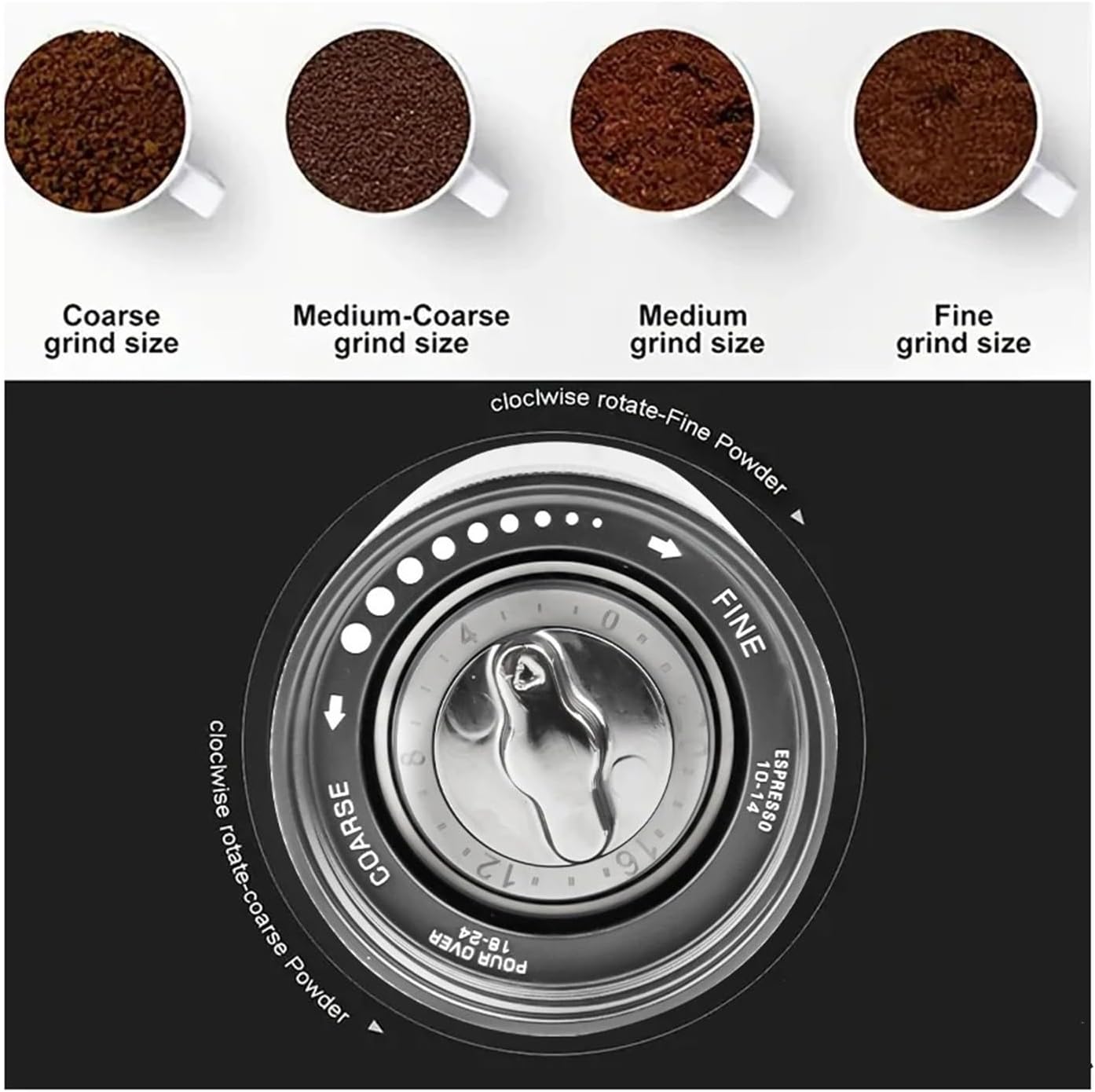 Manual Coffee Grinder 420 Stainless Steel Adjustable Mill Kitchen Tool(ZM-QB03)