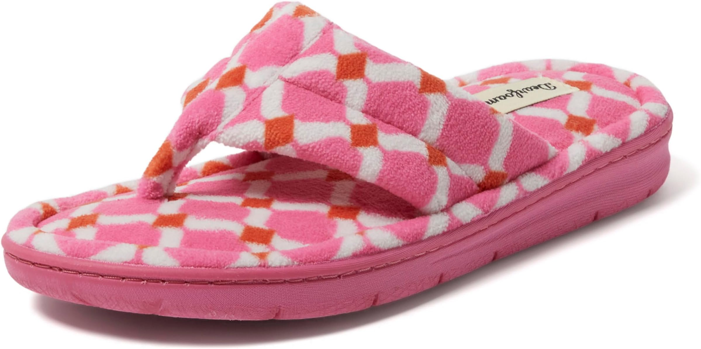 Dearfoams Women's Melanie Colorblocked Microfiber Terry Thong Slipper