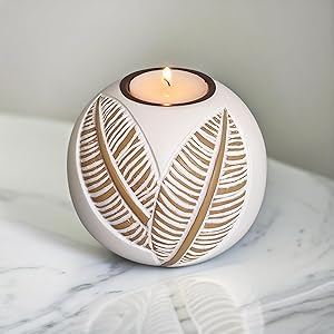 Portavelas Blanco y Marrón Claro para Decoración Nórdica de Estilo Minimalista, Candelabro Moderno para Velas de Té Aromáticas, Idea de Regalo para Decoración de Hogar