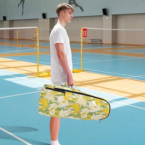 Miniatura 8 de Mochila de tenis para adultos, ligera, elegante, lirio de cala, amarillo limón, verde claro, accesorios deportivos, mochila para tenis, bádminton,