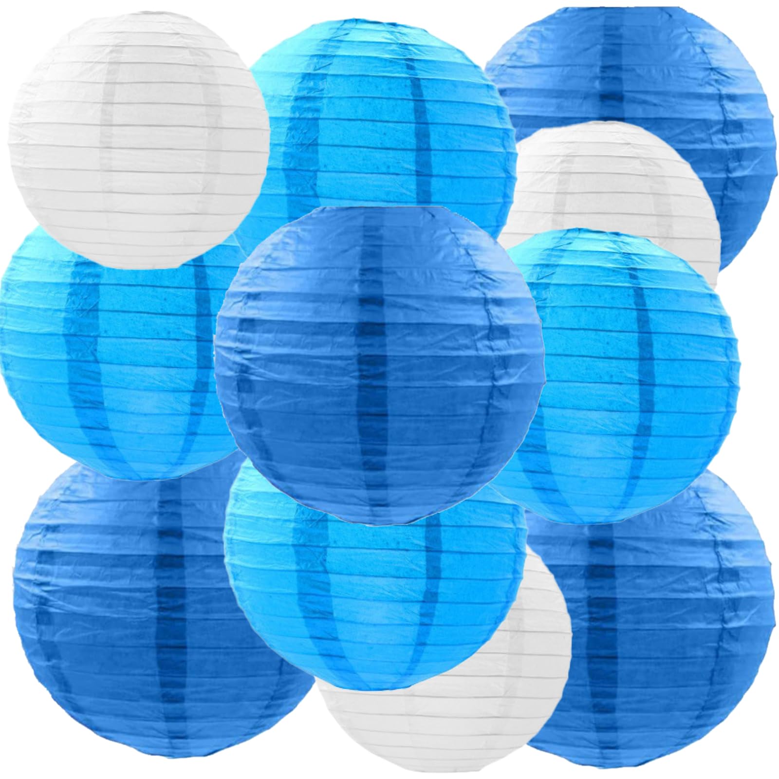We Moment Zone 12pcs Blue Paper Lanterns,Blue Paper Lanterns Round Paper Lanterns for Birthday,Wedding,Baby Shower Party Ceiling Decoration