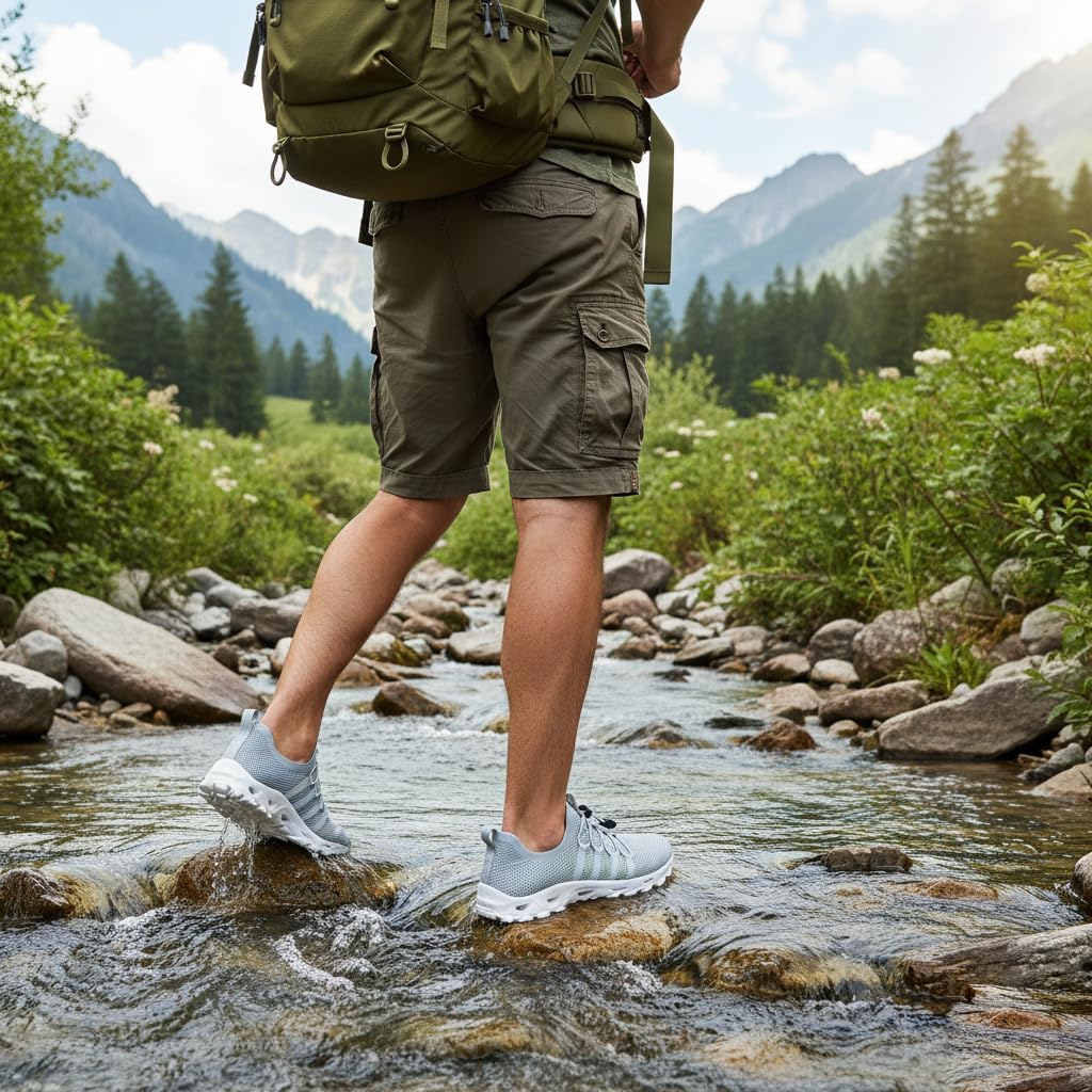 SOBASO Water Shoes Men Hiking Quick Dry Aqua Swim Beach River Barefoot Shoes for Boat Hike Surf Sport Diving Sailing Travel Adult Unisex