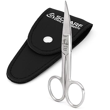 scharf stahl grosse fussnagelschere fur extra starke fussnagel premium nagelschere robust und massiv 10 5 cm gebogen schere fur die fusspflege und pedikure aus rostfreiem edelstahl mit etui amazon de beauty