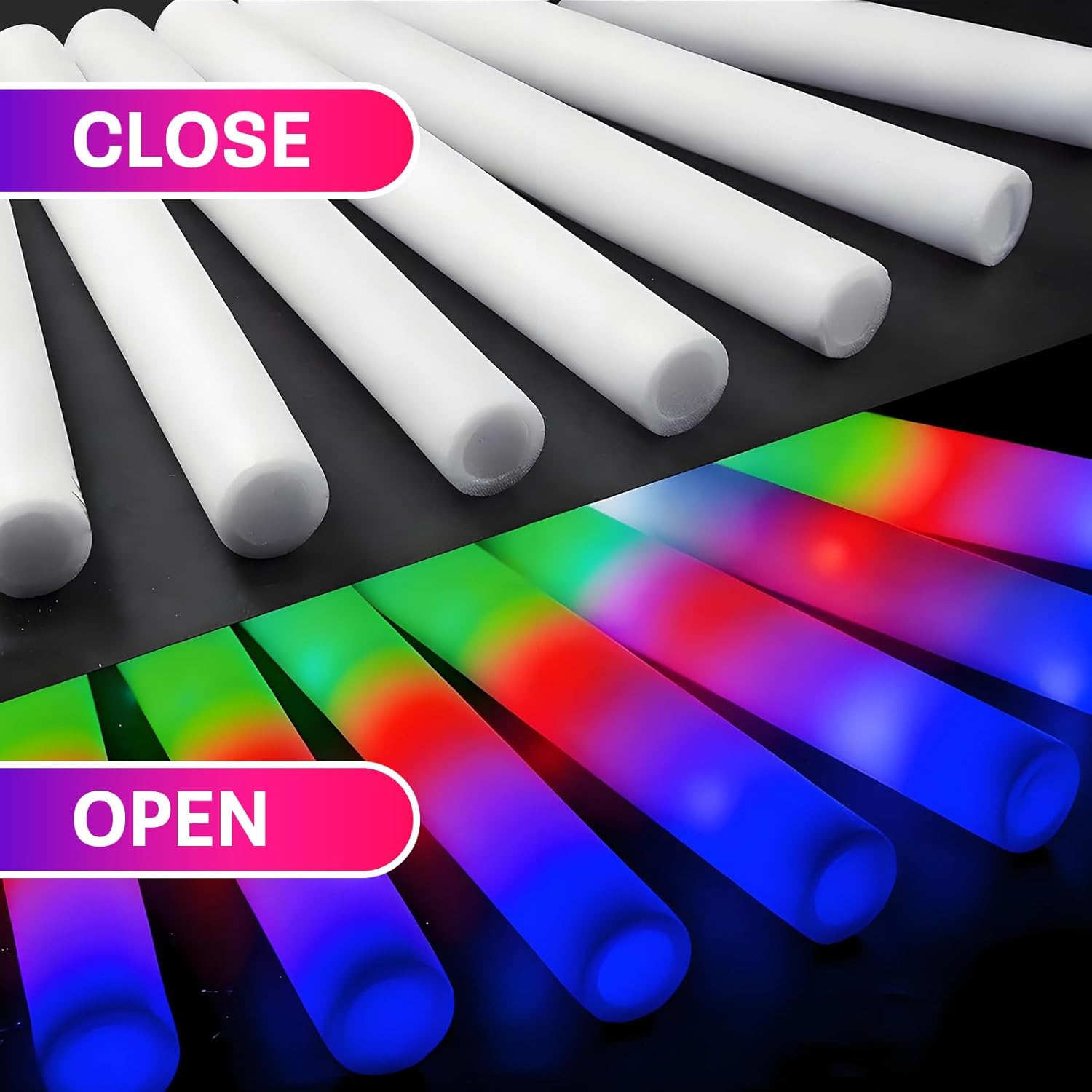 111 pcs Foam Glow Sticks Valentine's Day Party Favors Supplies Flashing Glow Sticks Party Supplies Light Up Baton Wands for Kids, Raves, Birthday, Wedding, Christmas, Children Toy
