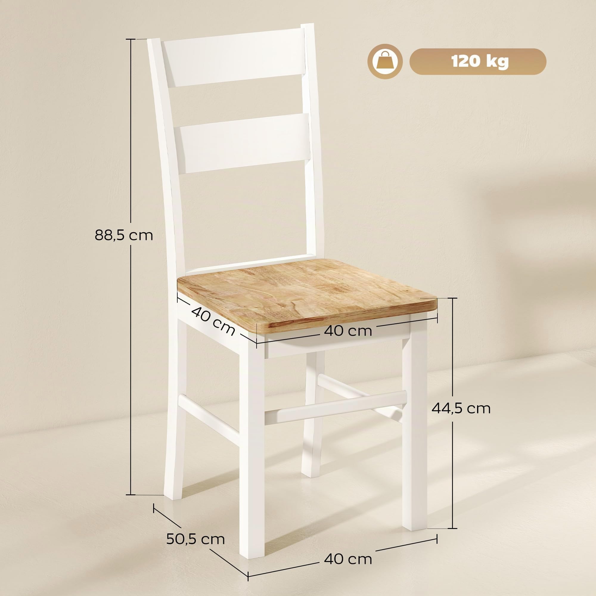 HOMCOM Esszimmerstühle 2er Set Armlose Stühle aus Holz für Esstisch Eiche