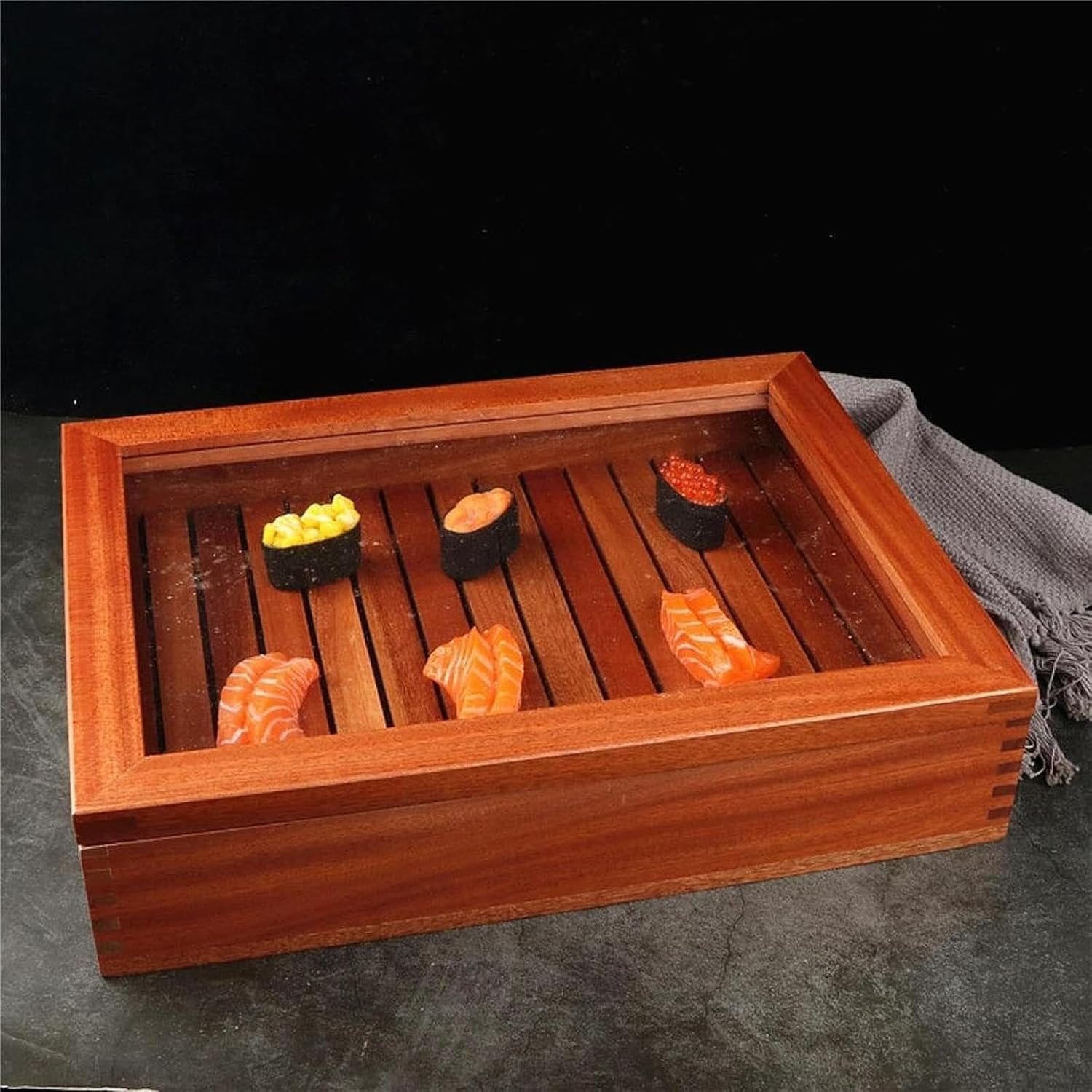 [Heartserice] 寿司プラッター サーモンボックス 刺身&amp;肉ボール用サービングプレート 学校/家庭向け (43x3