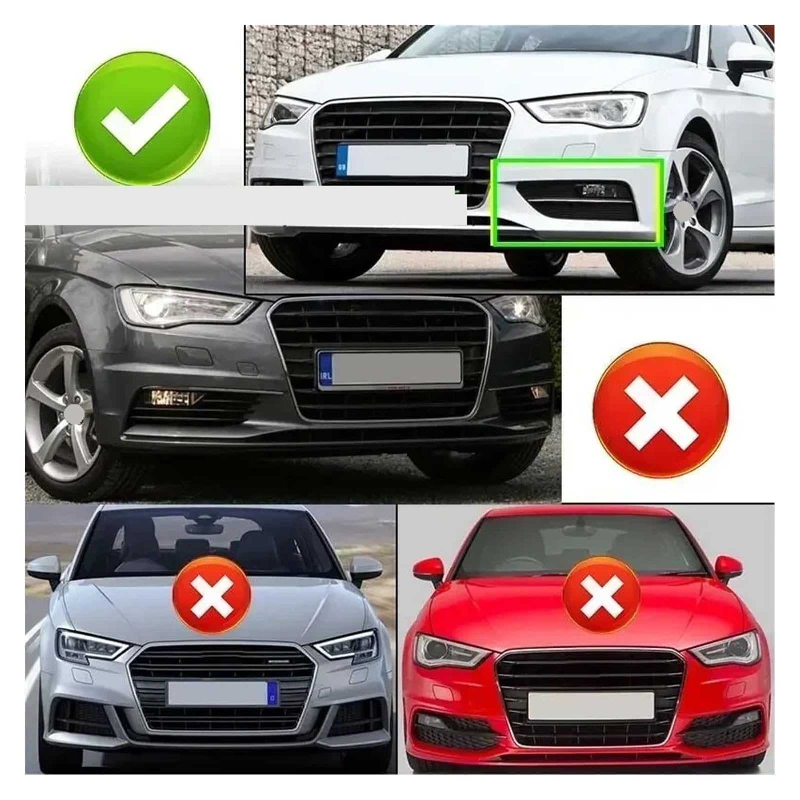 Griglia fendinebbia paraurti anteriore a nido d'ape compatibile con Audi A3 Standard 2012, 2013, 2014, 2015, 2016, accessori per auto.(Chrome Sliver)