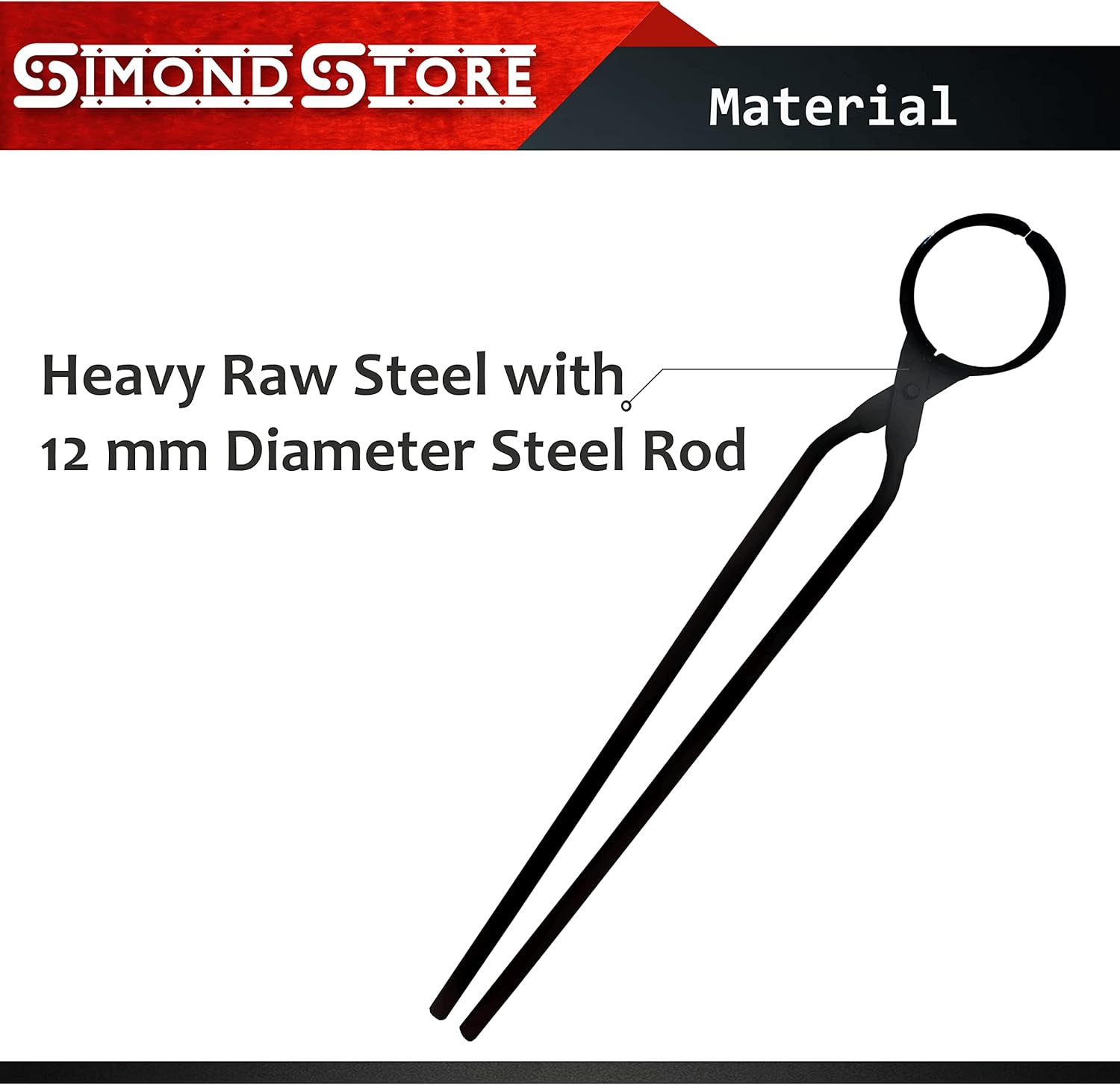Simond Store 27" Blacksmith Tong Foundry Flask Metal Tongs for Clay Graphite and Graphite Crucibles, Heavy Duty Steel Tong 4" Diameter for Metal Melting Refining Casting Gold, Silver