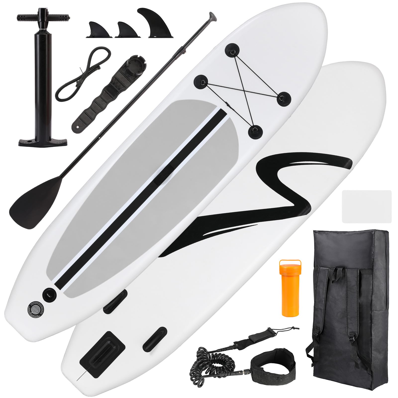 TLSUNNY 11FT Inflatable Stand Up Paddle Board, 3 Fins Paddleboard with Full SUP Accessories for All Skill Levels, Portable Two-Way Hand Pump and