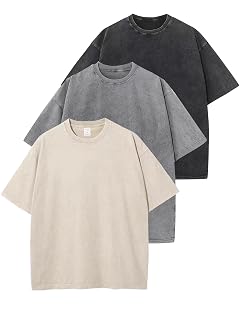 Arssm 3 Pack Men Oversized T Shirts Vintage Tee Loose Fit Short Sleeve Casual Streetwear Baggy Washed Unisex
