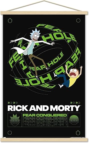 Trends International Rick And Morty - Póster de pared con agujero del miedo, 22.37 x 34.00 pulgadas, paquete de impresión premium y colgador de