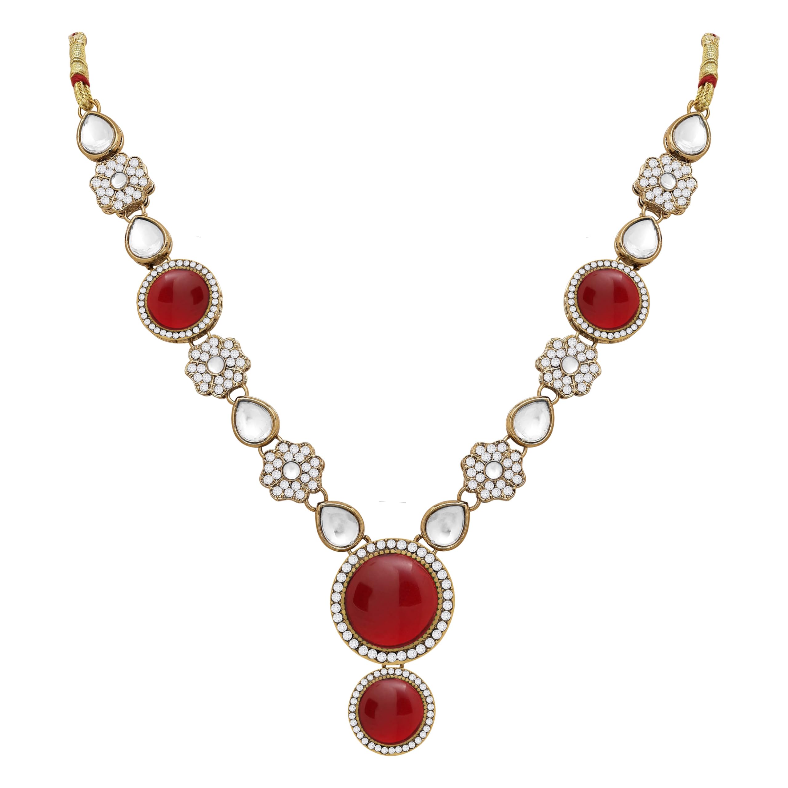 Samyuktha Floral Delight okrągły naszyjnik choker zestaw (kasztanowy), metal, bez kamienia szlachetnego, Metal, Bez kamieni szlachetnych