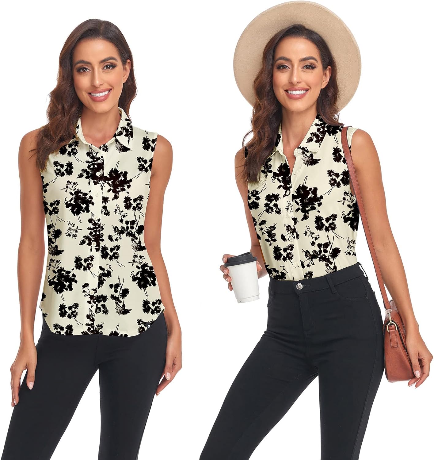 Soneven Women's Sleeveless Golf Shirts Collared Button Down Shirt Quick Dry Tank Tops - Image 5