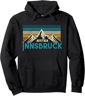 Innsbruck Austria Vintage Mountains Alps Ski Souvenir Pullover Hoodie