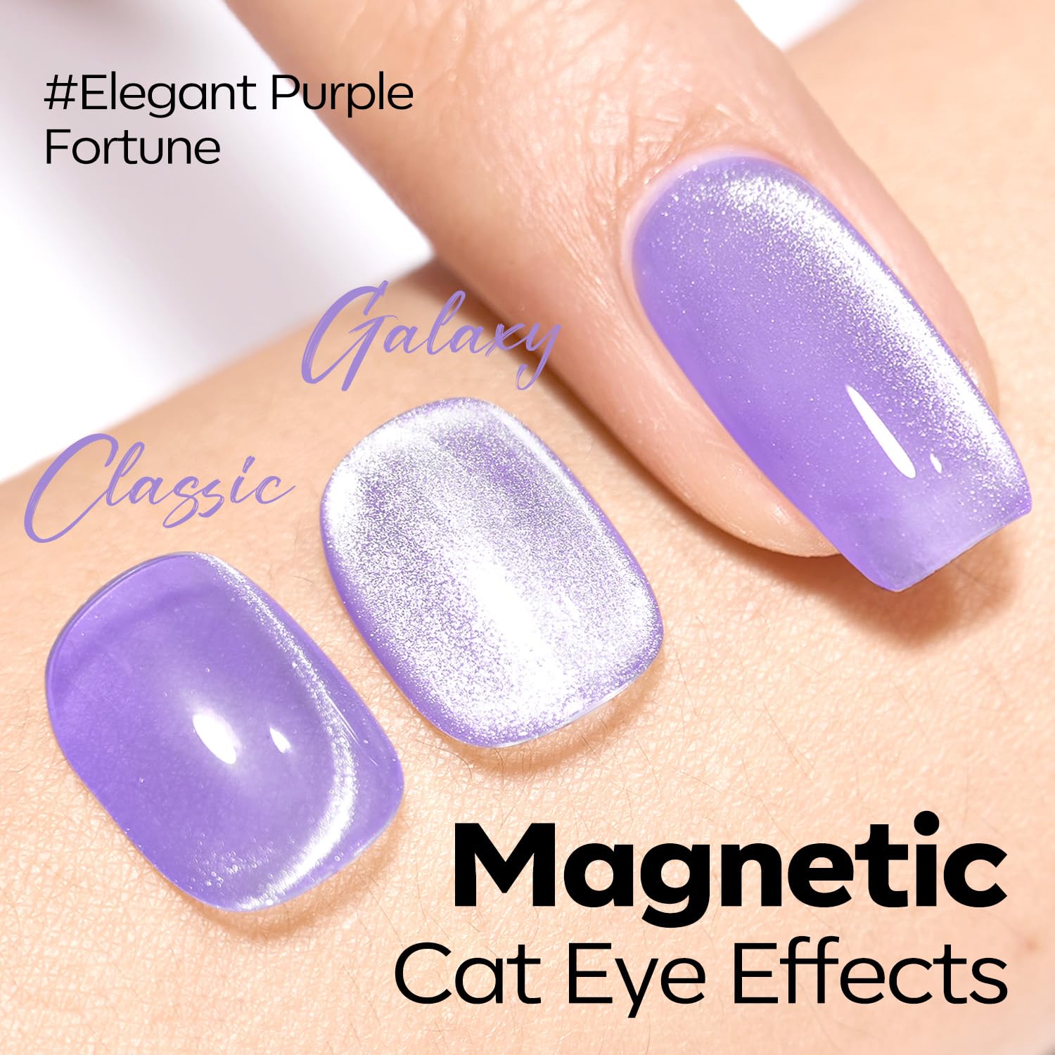 modelones Cat Eye Gel Nail Polish,Glitter Purple Gel Polish with Magnet Magentic Cateye Gel Polish Soak Off Led Reflective Gel Top Coat Manicure Salon DIY Gifts