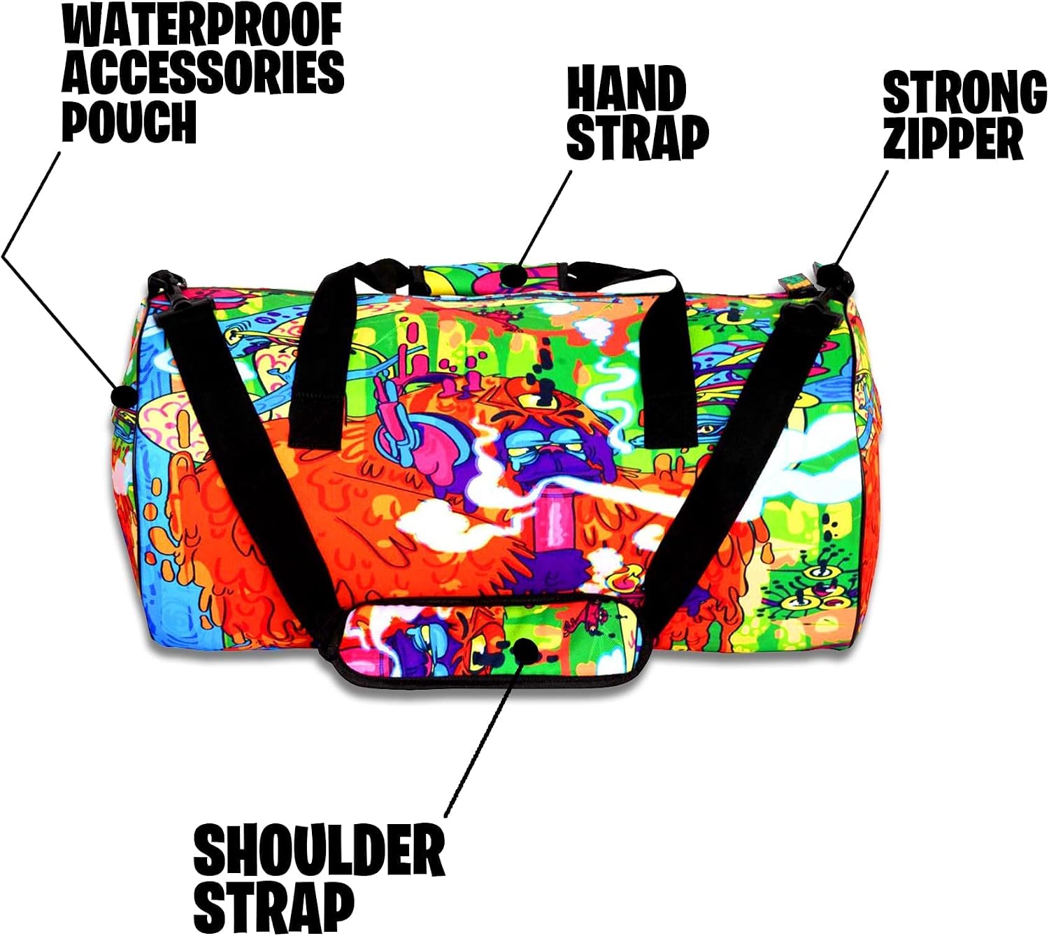 Smell-proof,environment-friendly duffle bags,Detachable Pouch,water-resistant sports bag,Gym bags,Spacious Psychedelic Art athlete bag | Unisex Duffle bag by Jungle Hive (Orangutan)