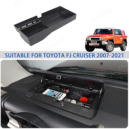 Miniatura 6 de Bandeja de tablero de consola central, organizador de caja de almacenamiento para salpicadero compatible con Toyota FJ Cruiser 2007-2021, accesorios