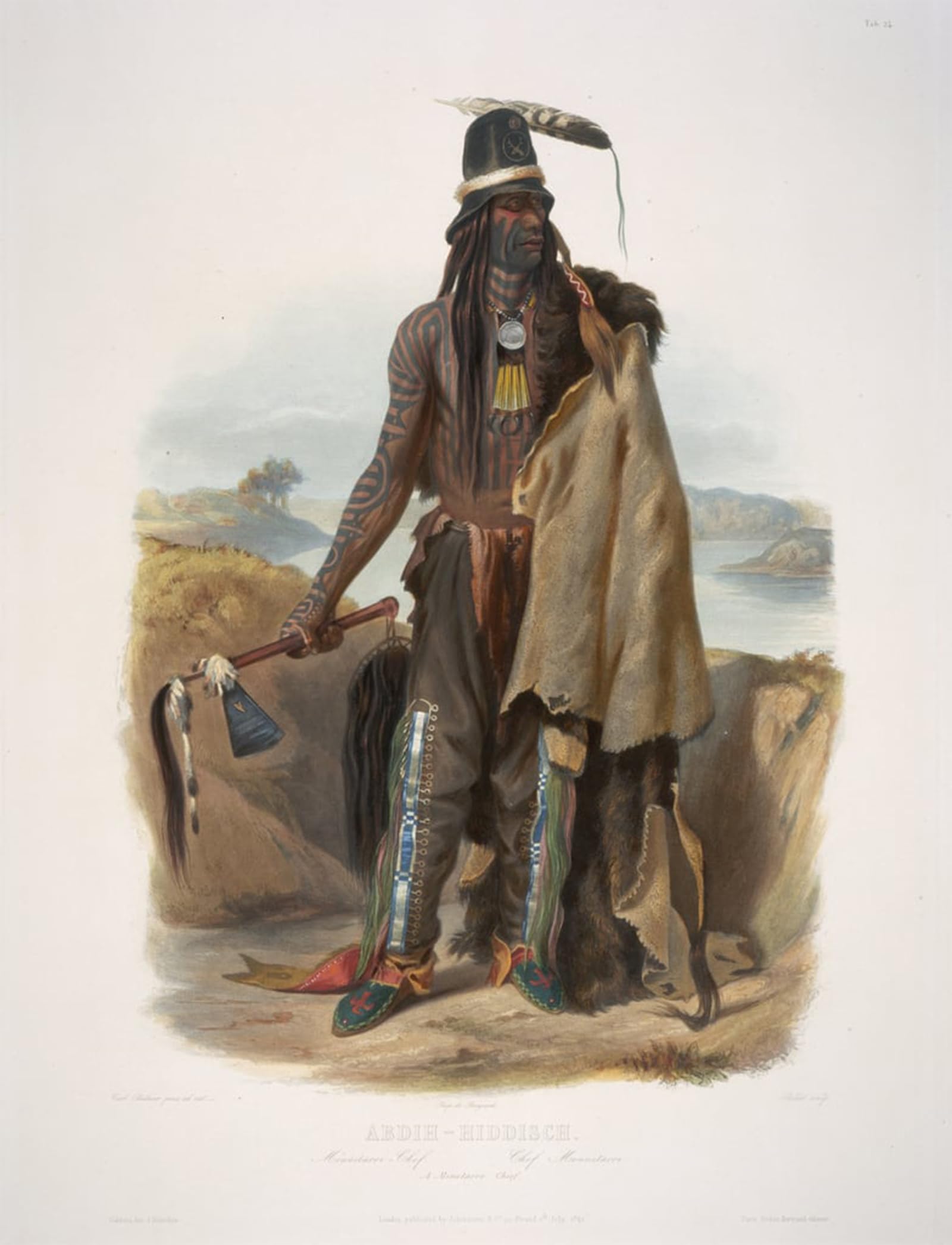 POSTERIIk Famous Animal Posters Vintage Picture Abdih Hiddisch a Minatarre Chief by Karl Bodmer Modern Wall Decor for Home Decor 60x90cm