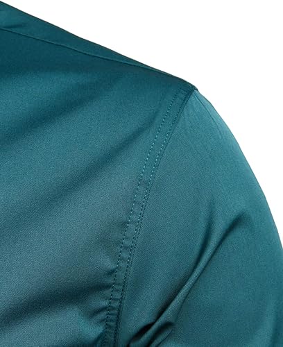 Miniatura 4 de ZEROYAA - Camisas de vestir de manga larga para hombre, estilo hipster, con cuello mandarín, ajuste ceñido