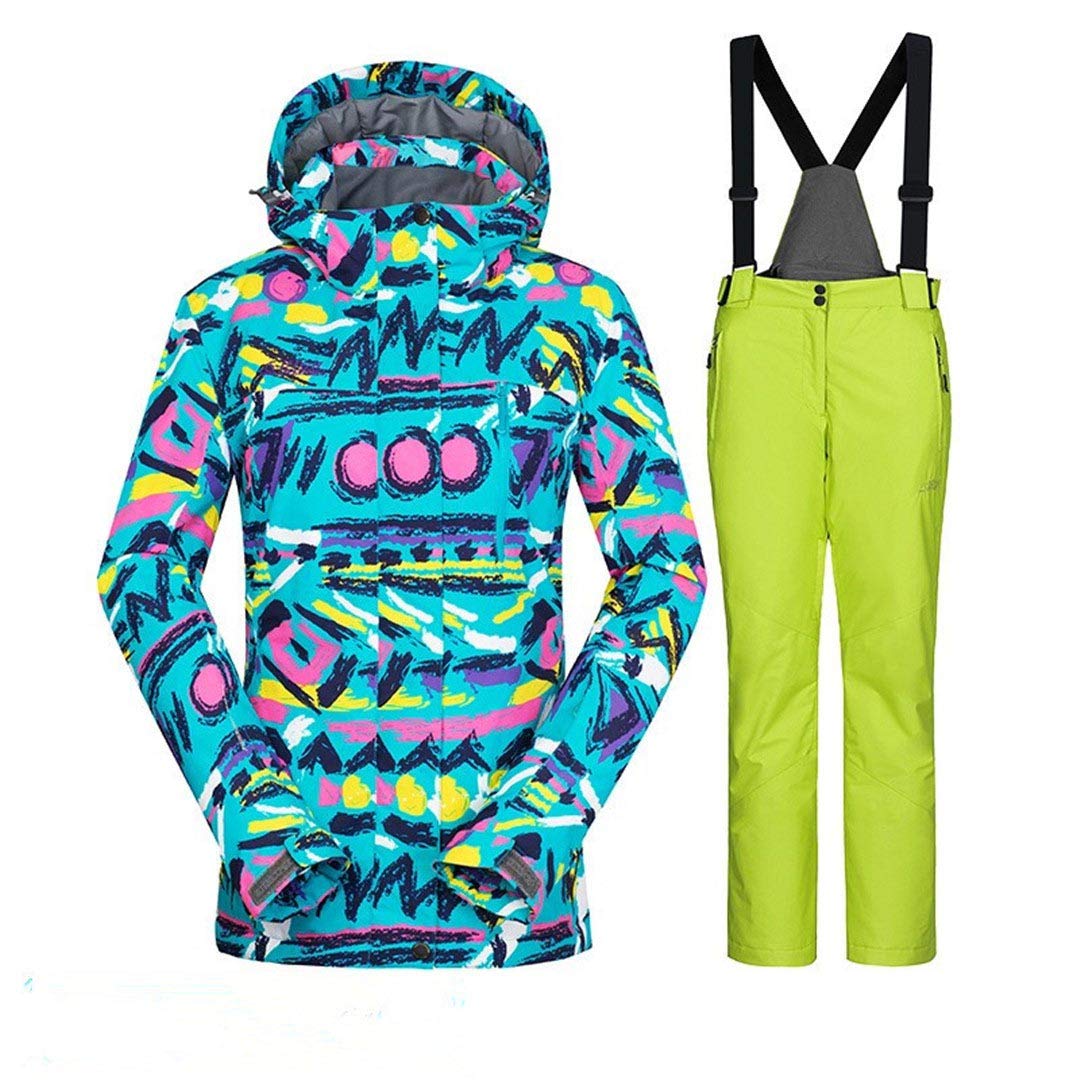 Saeohnssty Damska kurtka zimowa, kurtka snowboardowa, narciarstwo, sport, kombinezon, wodoodporny, snowboard, kombinezon, czarny, zestaw M