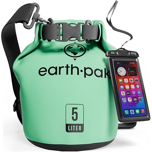 Earth Pak Waterproof Dry Bag - Roll Top Waterproof Backpack Sack Keeps Gear Dry for Kayak with Waterproof Phone Case