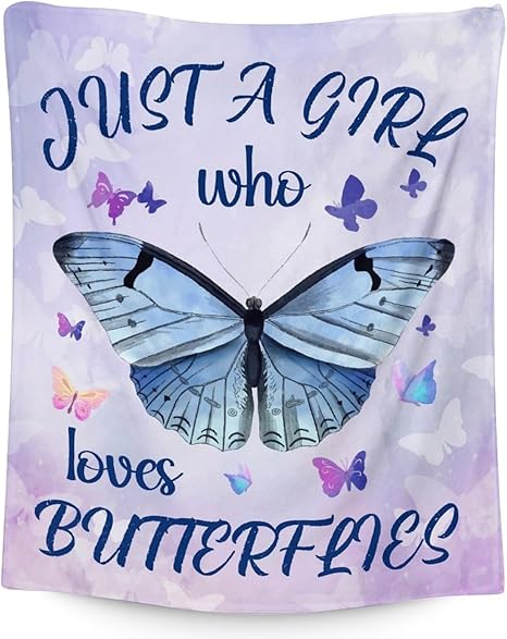 Butterfly Blanket Gifts - 40"x50" Cute Throw for Women, Girls - Purple Soft Fuzzy Blankets for Couch & Sofa