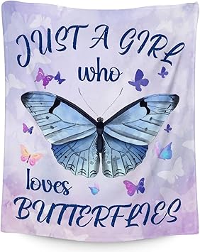 Butterfly Blanket Gifts - 40"x50" Cute Throw for Women, Girls - Purple Soft Fuzzy Blankets for Couch & Sofa