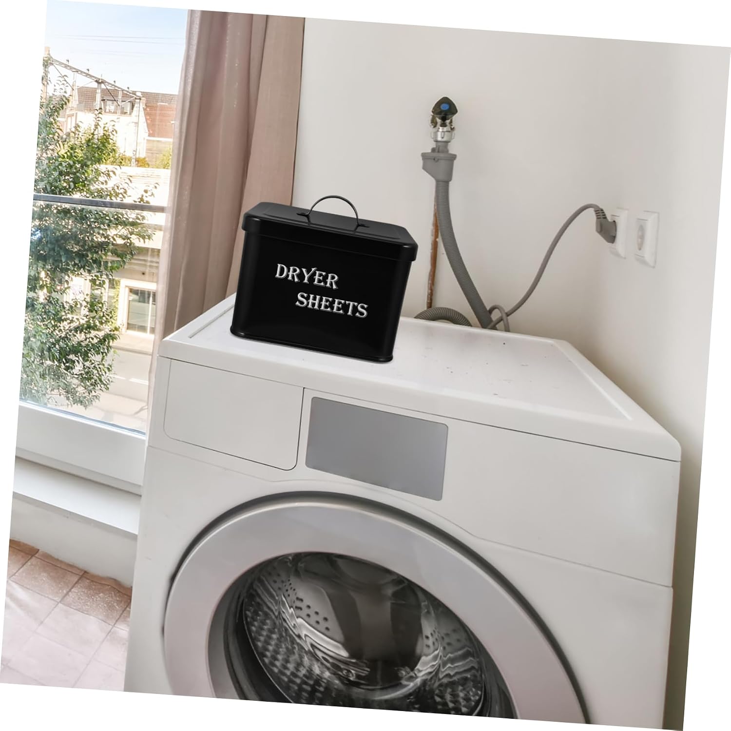 MAGICLULU Farmhouse Laundry Room Organizer Dryer Sheet Holder Lid for Fabric Softener Storage Iron Construction Versatile Laundry Sheet Container for Home Use