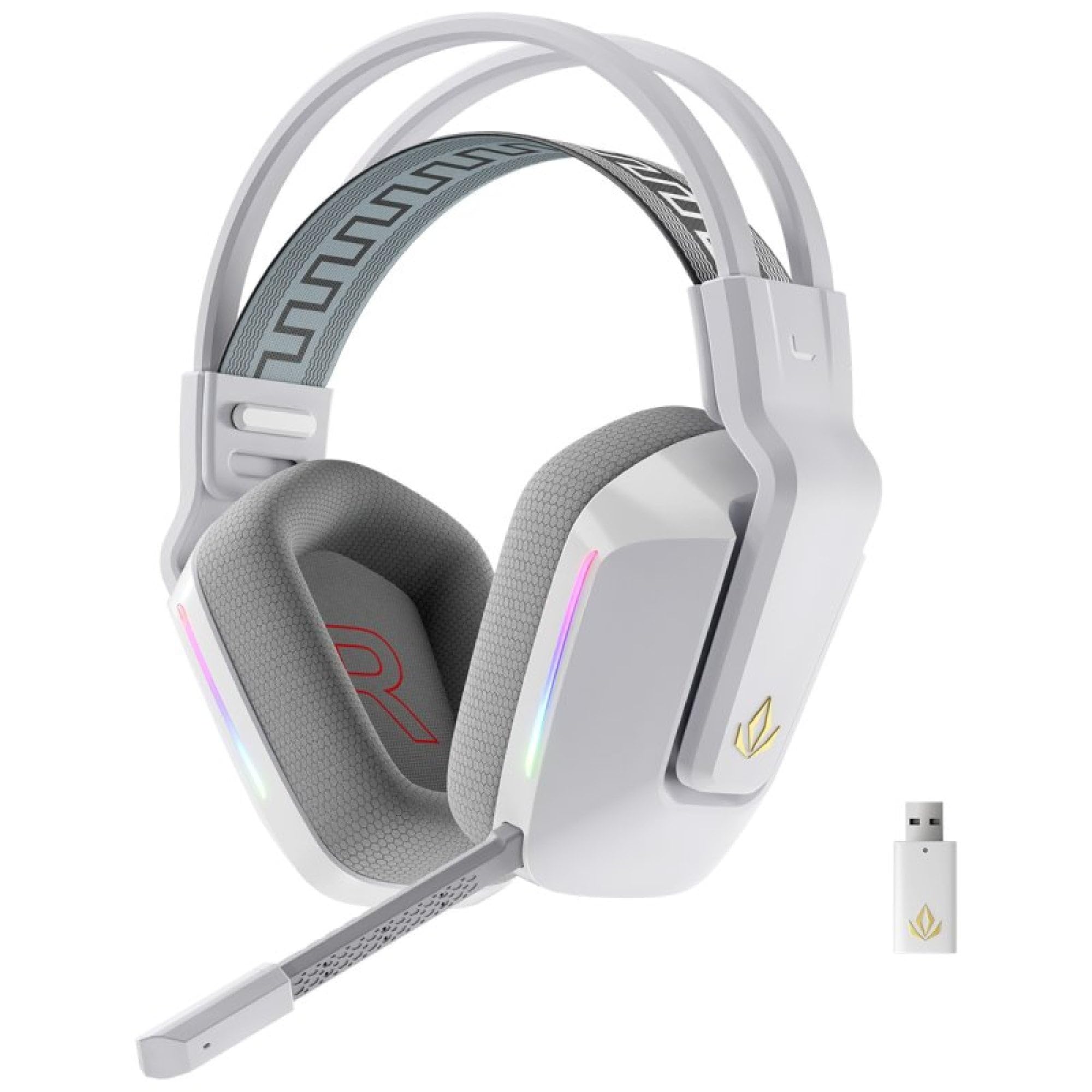 Forgeon Captain RGB Auriculares Gaming Inalámbricos Blancos con Micrófono Extraíble, PC PS5 PS4 Switch Smartphone, Bluetooth y Jack 3.5 mm