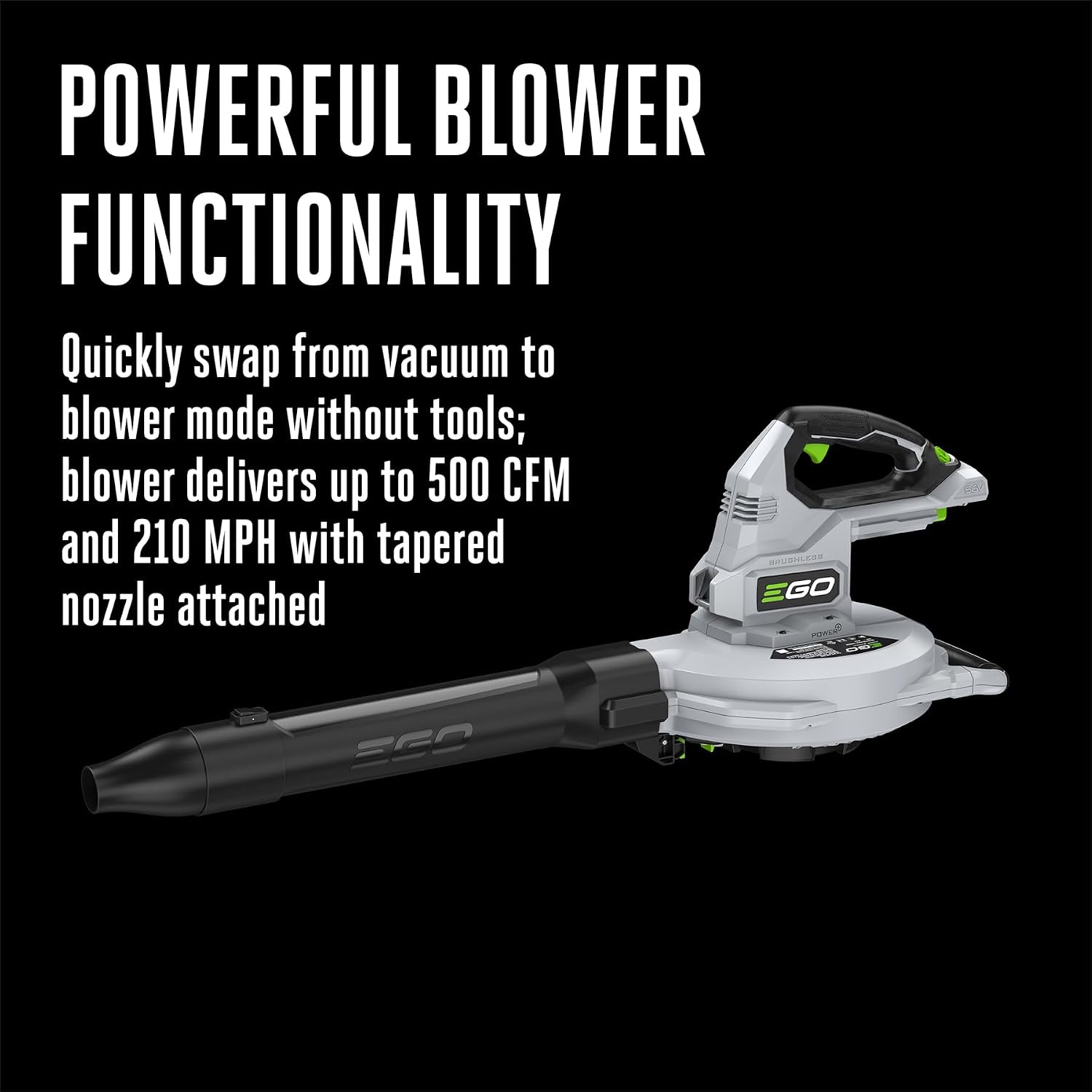 EGO Power+ LV5000 Leaf Vacuum and Mulcher with 500 CFM Blower, Battery and Charger Not Included