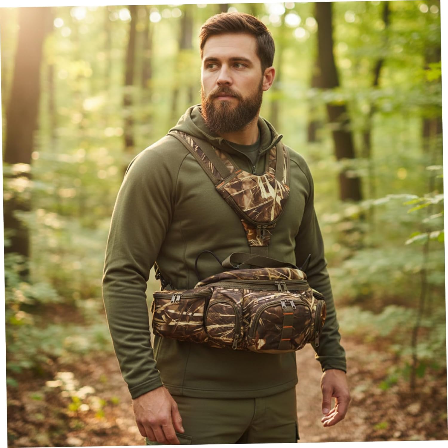 Hunting Fanny Pack, Fanny Waist Pack with Shoulder Straps, Hunting Backpack with Multiple Pockets for Outdoor Activities